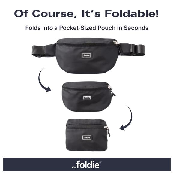 The Foldie® Crossbody black NWT  travel safe RFID waist Fanny pack - Picture 2 of 11